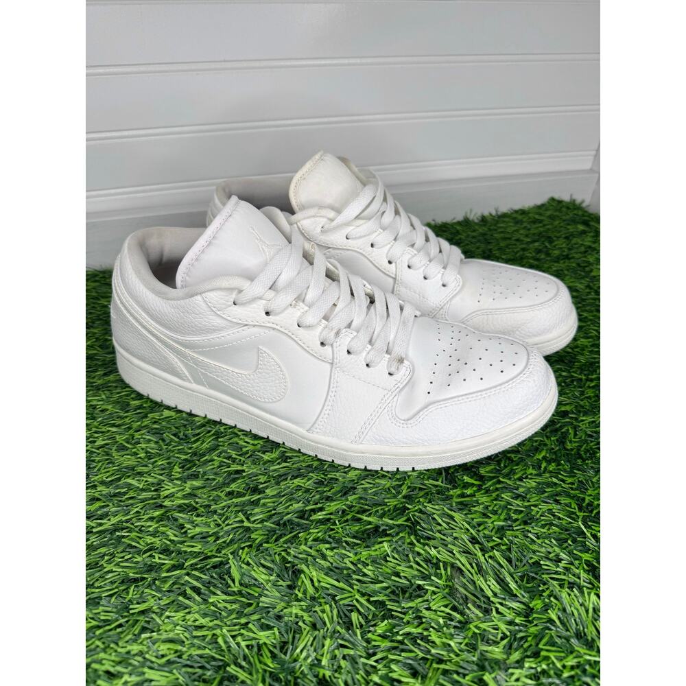 Air Jordan 1 Low Triple White Tumbled Leather Men’s 11.5 553558-130 White - Picture 2 of 6